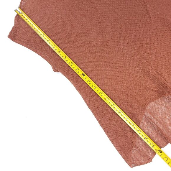 EILEEN FISHER Sheer Linen Asymmetrical Tunic Lagenlook Sweater Top Medium Brown - Picture 4 of 6